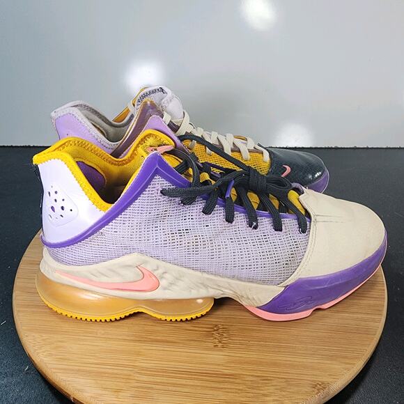 Nike Other - Men's Nike LeBron 19 Low Sz 9.5 010685 Yellow Purple Mesh Basketball Sneakers